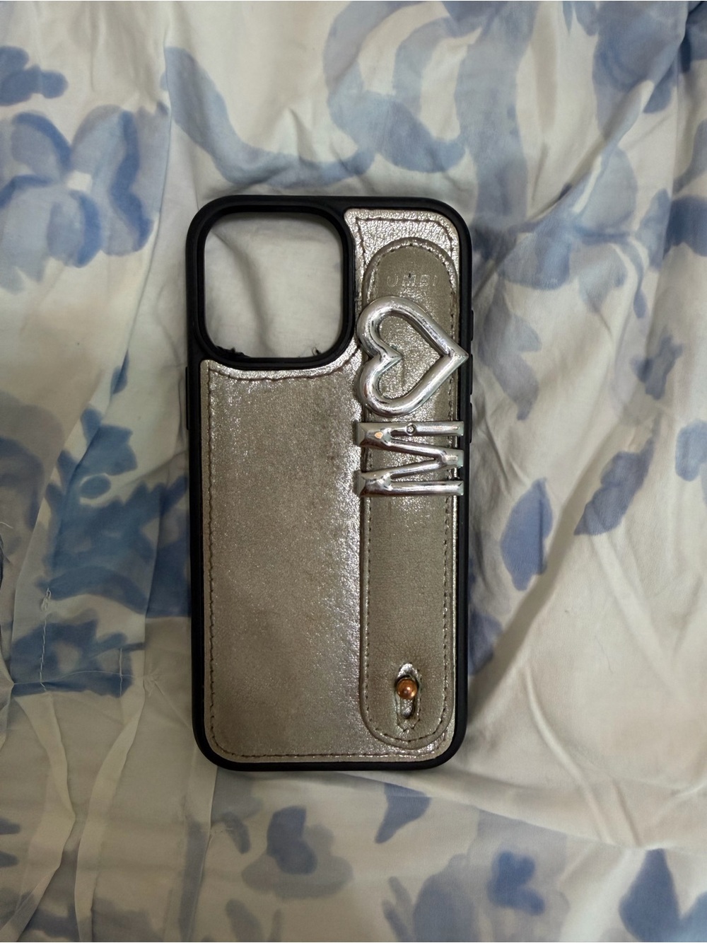 UMBI Metallic Silver iPhone 14 Pro Max Case with Heart Detail
